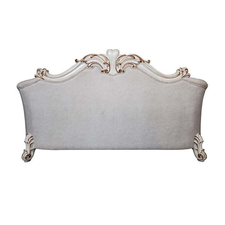 Acme Furniture Vendome II Sofa W/6 Pillows in Two Tone Ivory Fabric & Antique Pearl Finish LV01329