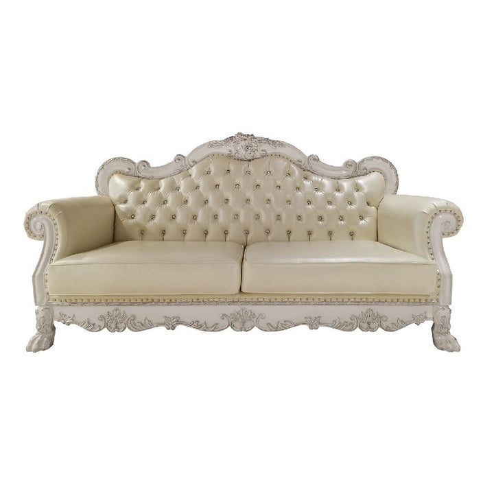 Acme Furniture Dresden Sofa in PU & Antique White Finish LV01688