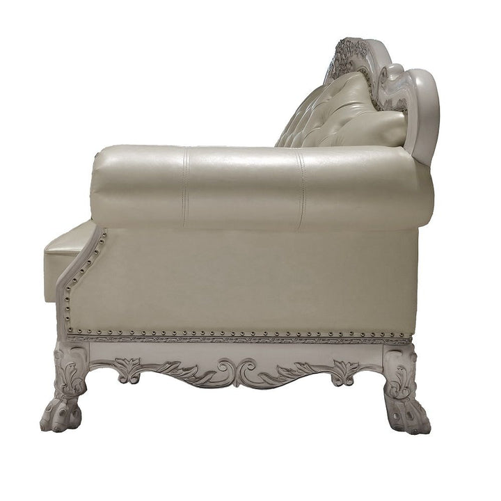 Acme Furniture Dresden Loveseat in PU & Antique White Finish LV01689