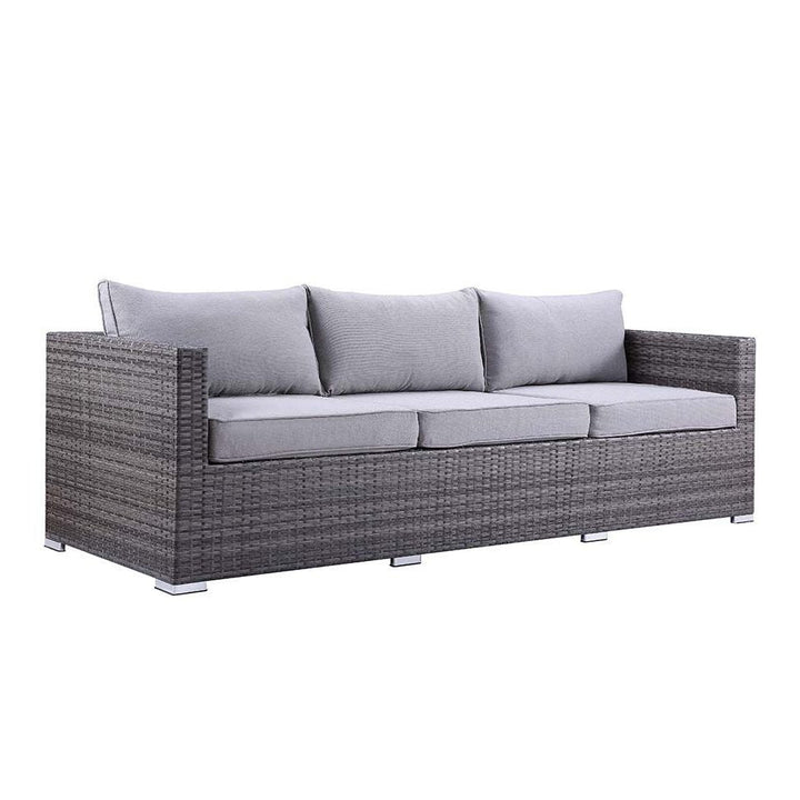 Acme Furniture Sheffield 4pc Patio Sofa Set in Gray Fabric & Gray Finish OT01091