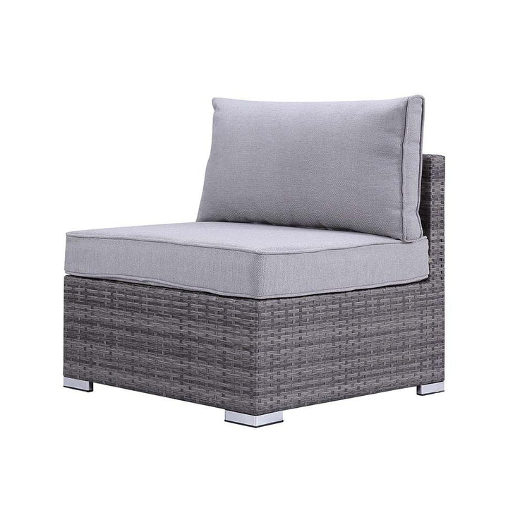 Acme Furniture Sheffield 4pc Patio Sofa Set in Gray Fabric & Gray Finish OT01091