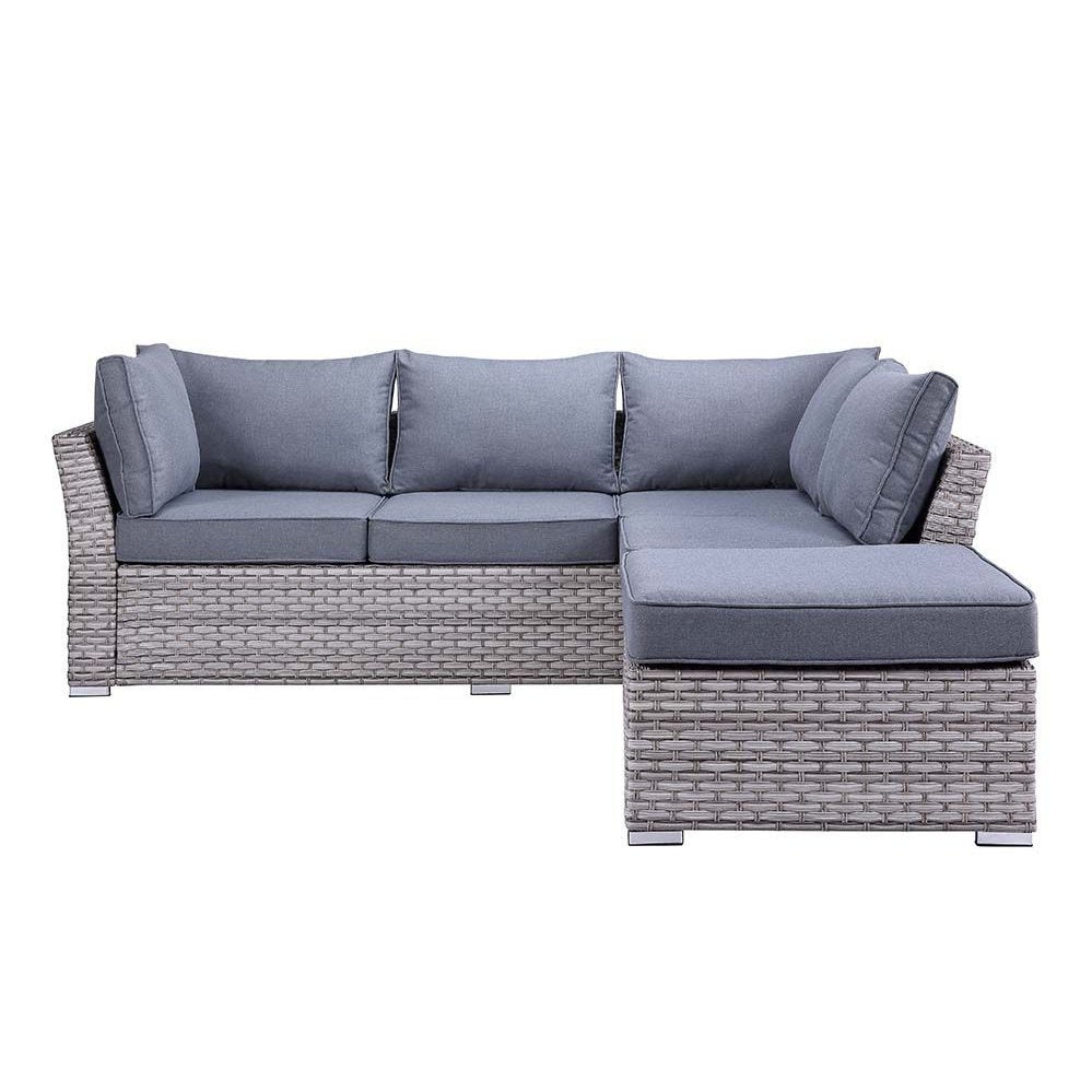 Acme Furniture Laurance Patio Sectional Sofa & Cocktail Table in Gray Fabric & Gray Finish OT01092