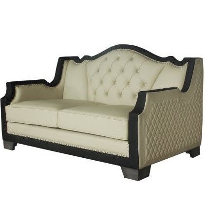 Acme Furniture House Beatrice Loveseat W/2 Pillows in Beige PU, Black PU & Charcoal Finish 58811