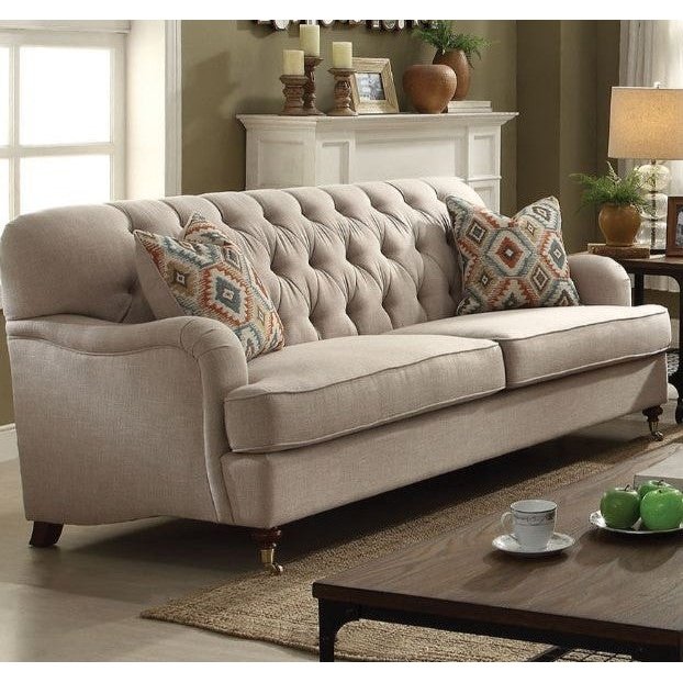 Acme Furniture Alianza Sofa W/2 Pillows in Beige Fabric 52580