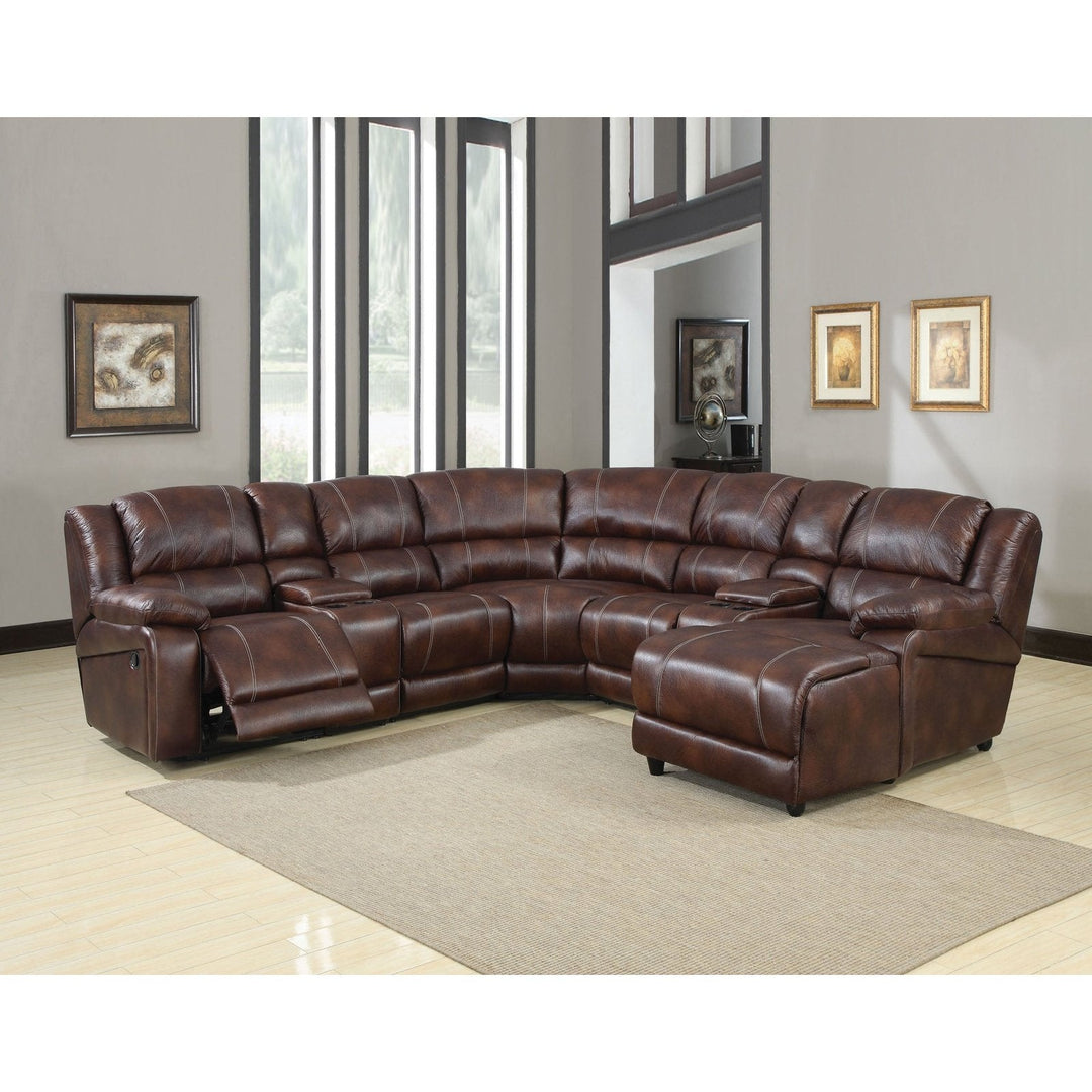 Acme Furniture Zanthe Home Theatre (Printed Padded Suede) in Brown PU 50300B_KIT