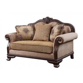 Acme Furniture Chateau De Ville Loveseat W/3 Pillows (Same 58266) in Fabric & Espresso Finish LV01589