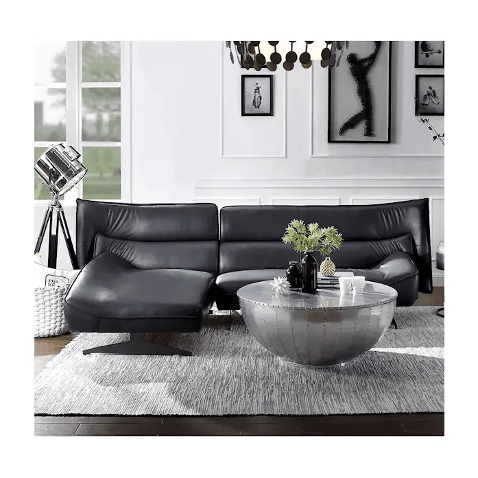 Acme Furniture Maeko Sectional - Lf Chaise in Dark Gray Top Grain Leather 55061CHA