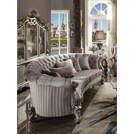 Acme Furniture Versailles Loveseat W/5 Pillows in Velvet & Antique Platinum 56826