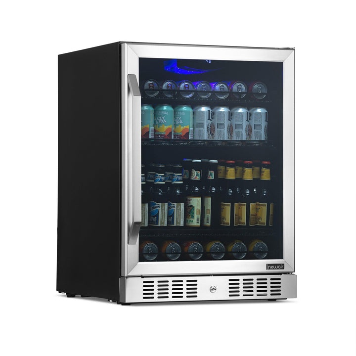 Newair 24” Built-in 177 Can Beverage Fridge in Stainless Steel with Triple-Pane Glass (NBC177SS00)