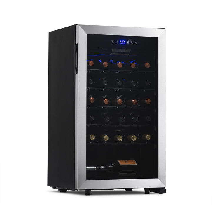 Newair Freestanding 33 Bottle Compressor Wine Fridge in Stainless Steel, Adjustable Racks (NWC033SS01)