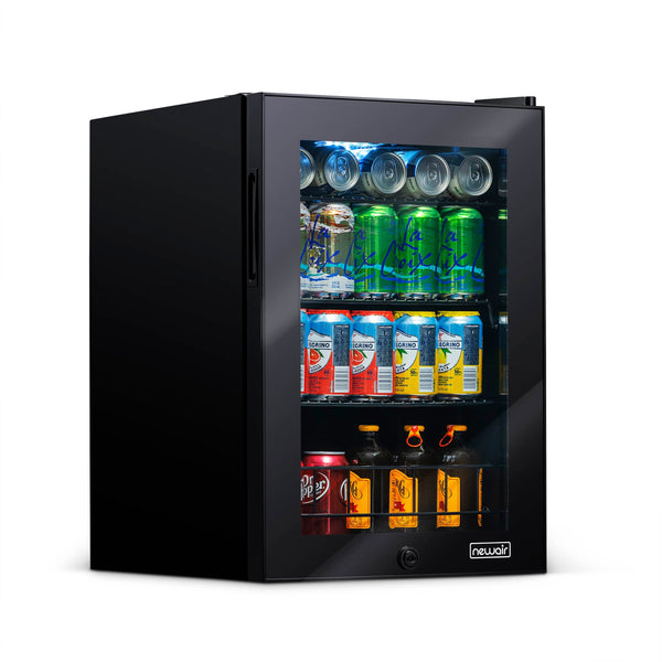 Newair 90 Can Freestanding Beverage Fridge in Onyx Black, with Adjustable Shelves and Lock (AB-850B)