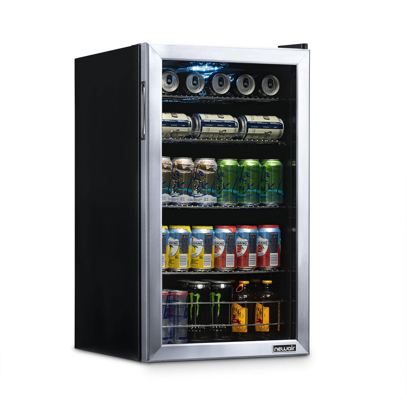 Newair 126 Can Freestanding Beverage Fridge in Stainless Steel, with 4-Adjustable Shelves (NBC126SS02)