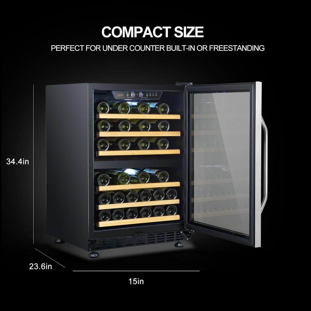 Lanbo LW46D 24 Inch Dual Zone (Built In or Freestanding) Compressor Wine Cooler - 44 Bottle Capacity