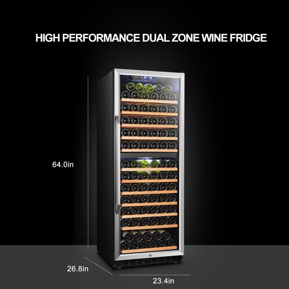 Lanbo LW142D Dual Zone (Built In or Freestanding) Compressor Wine Cooler - 138 Bottle Capacity