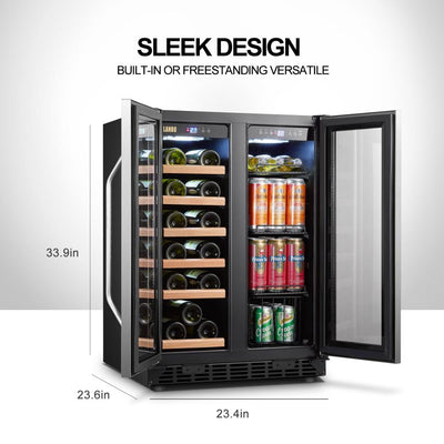 Lanbo LB36BD Dual Zone (Built In or Freestanding) Compressor Wine Cooler - 18 Bottle 55 Can Capacity
