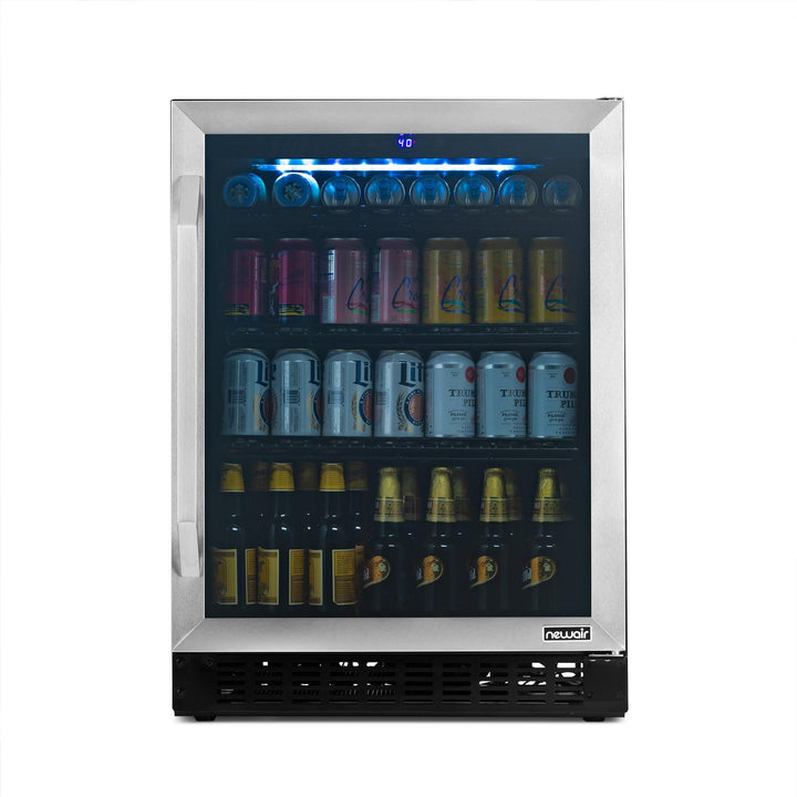 Newair FlipShelf™ 24" 162 Can or 54 Bottle, Built-in or Freestanding Wine and Beverage Fridge with Reversible Shelves (NWB180SS00)