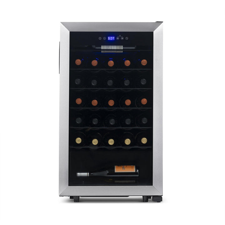 Newair Freestanding 33 Bottle Compressor Wine Fridge in Stainless Steel, Adjustable Racks (NWC033SS01)