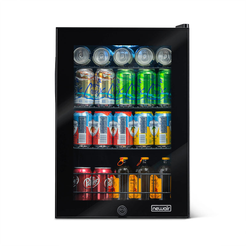 Newair 90 Can Freestanding Beverage Fridge in Onyx Black, with Adjustable Shelves and Lock (AB-850B)