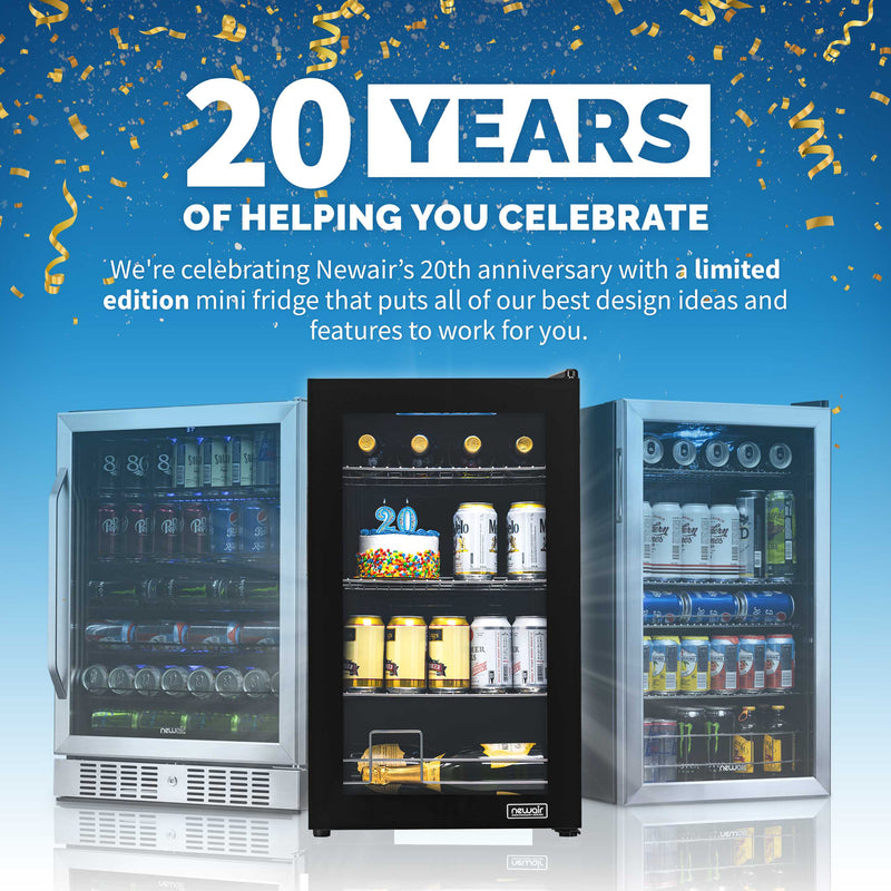 Newair Limited Edition Anniversary Series 100 Can Beverage Fridge (NBCA20BK00)