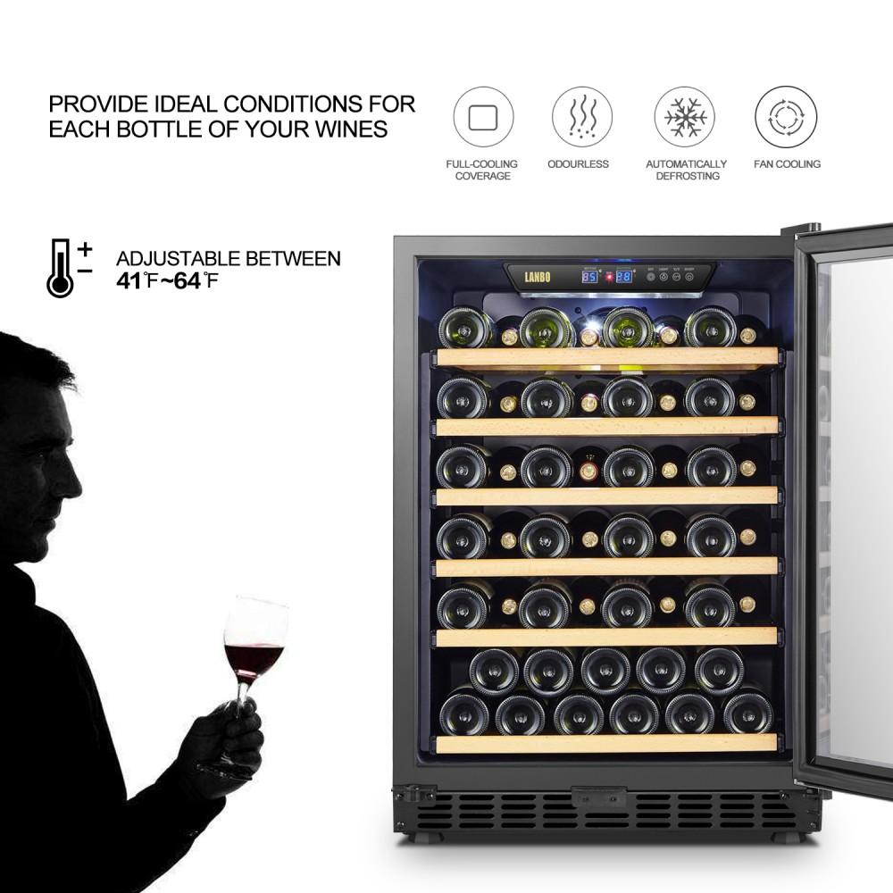 Lanbo LW52S (Built In or Freestanding) Compressor Wine Cooler - 52 Bottle Capacity