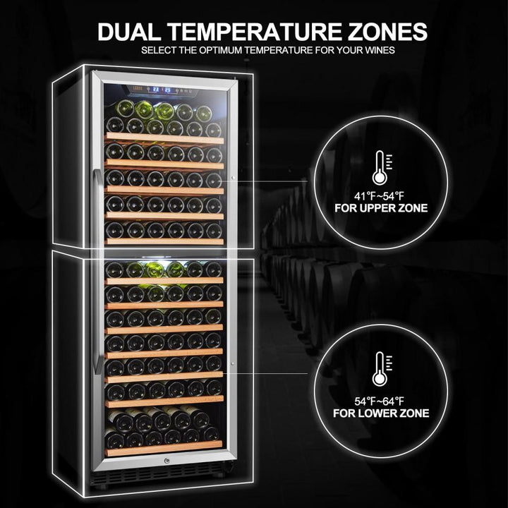 Lanbo LW142D Dual Zone (Built In or Freestanding) Compressor Wine Cooler - 138 Bottle Capacity