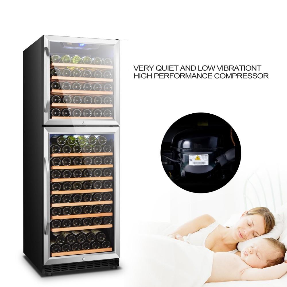 Lanbo LW162DD Dual Door Dual Zone (Built In or Freestanding) Compressor Wine Cooler - 162 Bottle Capacity