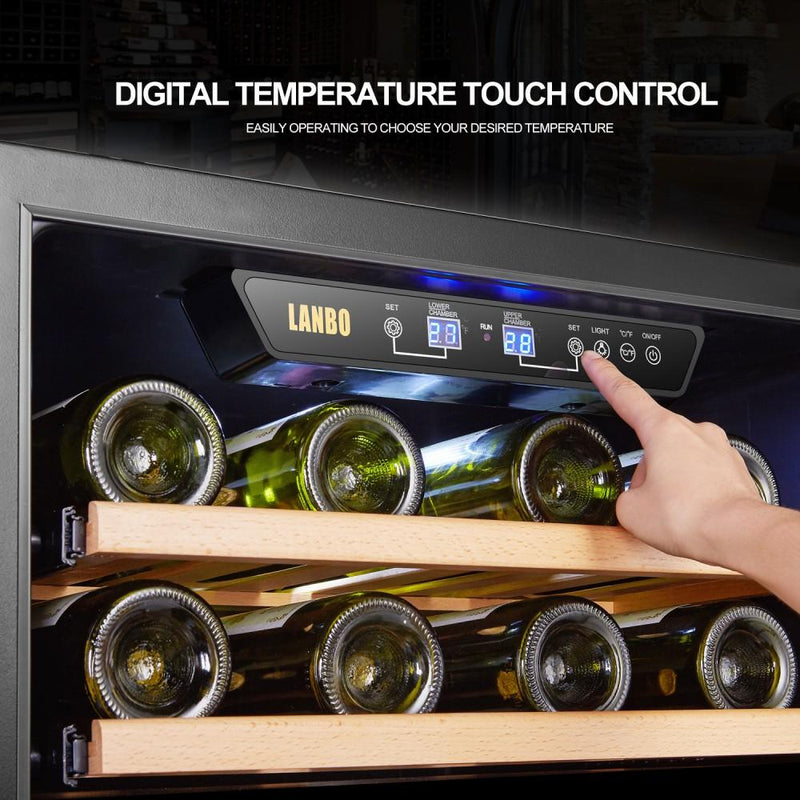 Lanbo LW46D 24 Inch Dual Zone (Built In or Freestanding) Compressor Wine Cooler - 44 Bottle Capacity