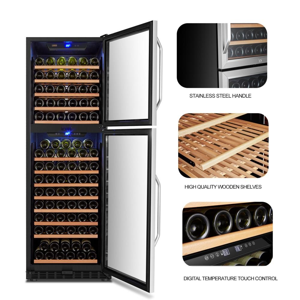 Lanbo LW162DD Dual Door Dual Zone (Built In or Freestanding) Compressor Wine Cooler - 162 Bottle Capacity