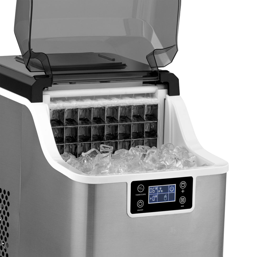 Newair Countertop Clear Ice Maker, 45 lbs. of Ice a Day with FrozenFallTM Technology, Custom Ice Thickness Settings, 1-Gallon Water Bottle Dispenser, 24-Hour Timer, Automatic Self-Cleaning Function, BPA-Free Parts and Oversized Ice Viewing Window