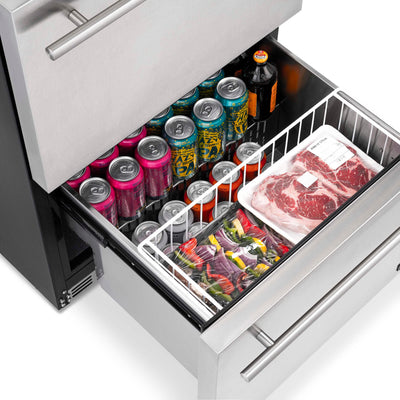 Newair 24” Outdoor Wine and Beverage Dual Drawer Fridge, 20 Bottle and 80 Can Capacity Built-in or Freestanding (NOF100SS00)