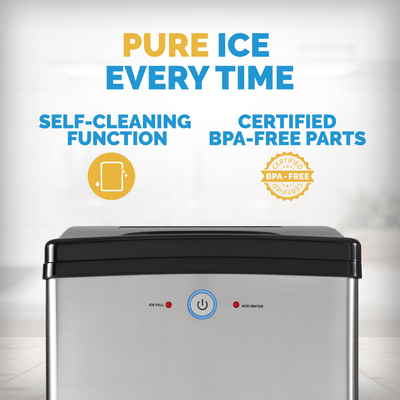 Newair Nugget Ice Maker, Sonic Speed Countertop Crunchy Ice Pellet Machine 45 lbs. of Ice a Day in Stainless Steel, Melt-Resistant Interior, Self-Cleaning Function and BPA-Free Parts, Perfect for Home, Kitchen, and More (AI-420SS)