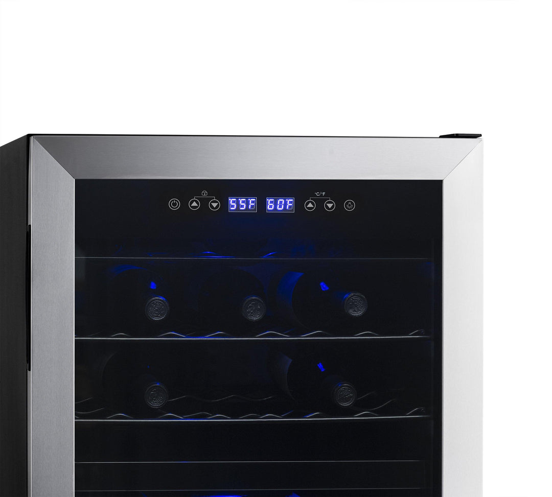 Newair Freestanding 43 Bottle Dual Zone Wine Fridge in Stainless Steel with Adjustable Racks (NWC043SS00)