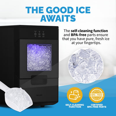 Newair 44lb. Nugget Countertop Ice Maker with Self-Cleaning Function, Refillable Water Tank, Perfect for Kitchens, Offices, Home Coffee Bars, and More