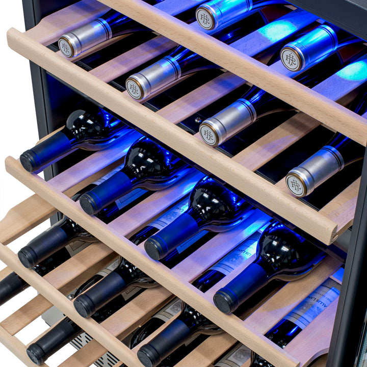 Newair  24” Built-in 46 Bottle Dual Zone Wine Fridge in Stainless Steel, Quiet Operation with Beech Wood Shelves