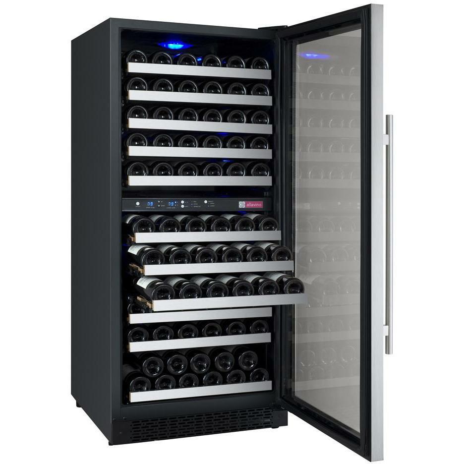 Allavino VSWR121-2SR20 121 Bottle 24 inch Wide FlexCount II Tru-Vino Dual Zone Stainless Steel Right Hinge Wine Refrigerator