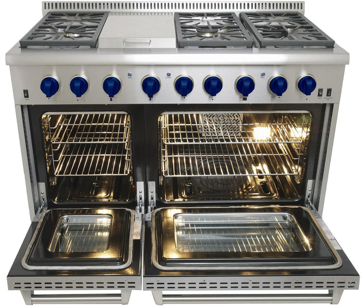 Kucht Professional 48 in. Natural Gas Burner/Electric Oven 6.7 cu ft. Range with Color Knobs, KRD486F / KRD486F/LP