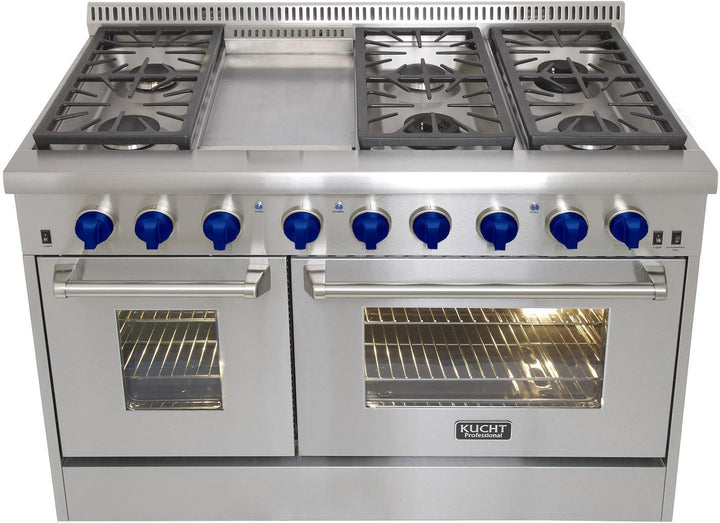 Kucht Professional 48 in. Natural Gas Burner/Electric Oven 6.7 cu ft. Range with Color Knobs, KRD486F / KRD486F/LP