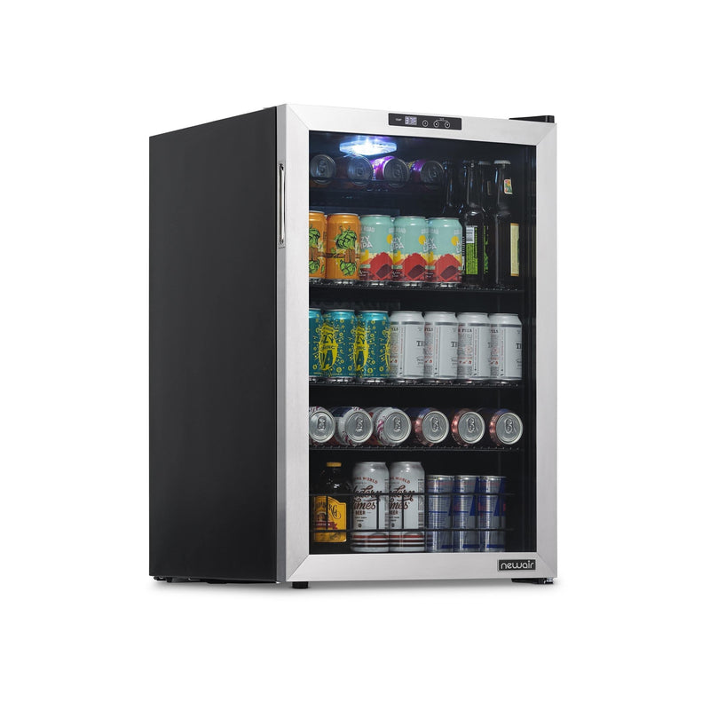 Newair 160 Can Freestanding Beverage Fridge in Stainless Steel with SplitShelf™ (NBC160SS00)