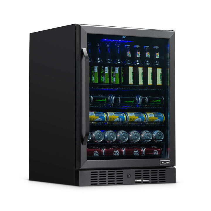 Newair 24” Built-in 177 Can Beverage Fridge in Black Stainless Steel (NBC177BS00)