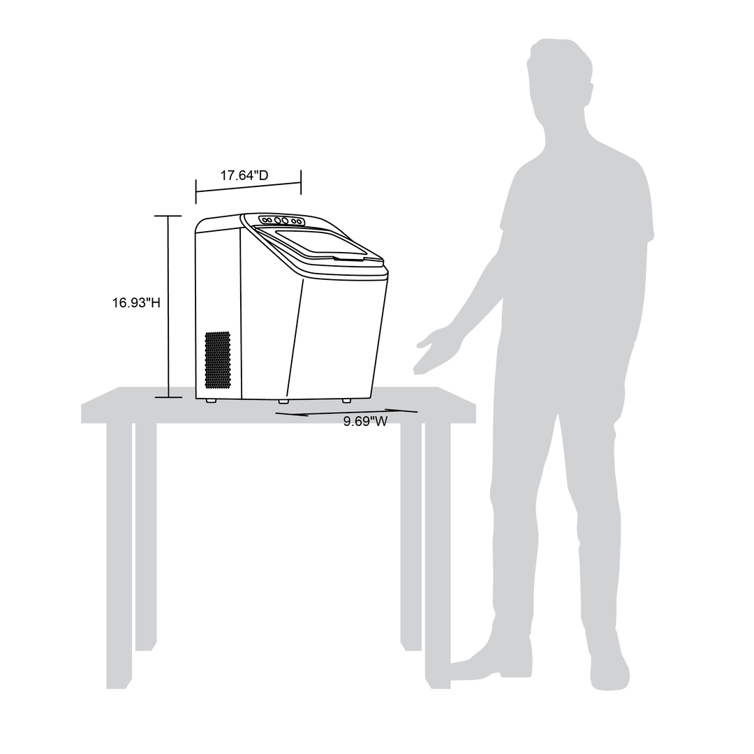 Newair 30 Lb. Countertop Nugget Ice Maker with Slim, Space-Saving Design, Self-Cleaning Function, Automatic Water Line and Refillable Water Tank, Perfect for Kitchens, Offices, Boats, and More (NIM030SS00)