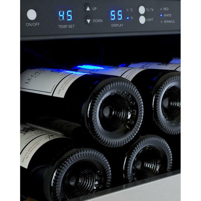 Allavino VSWR128-1SL20 128 Bottle 24 inch Wide FlexCount II Tru-Vino Single Zone Stainless Steel Left Hinge Wine Refrigerator