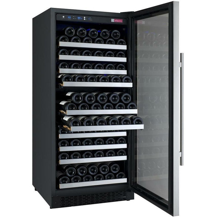 Allavino 24" Wide FlexCount II Tru-Vino 128 Bottle Single Zone Stainless Steel Right Hinge Wine Refrigerator (VSWR128-1SR20)