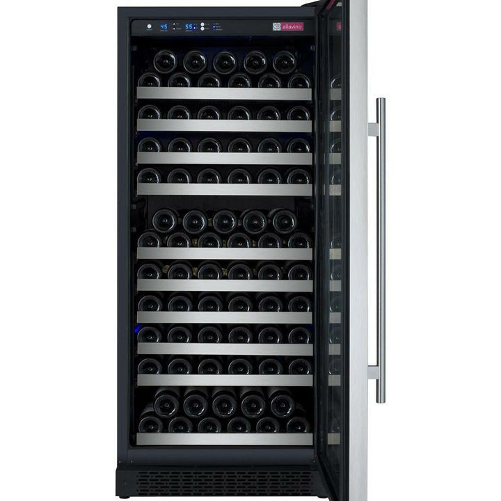 Allavino 24" Wide FlexCount II Tru-Vino 128 Bottle Single Zone Stainless Steel Right Hinge Wine Refrigerator (VSWR128-1SR20)