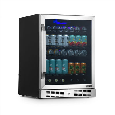 Newair 24” Built-in 177 Can Beverage Fridge in Stainless Steel with Triple-Pane Glass (NBC177SS00)