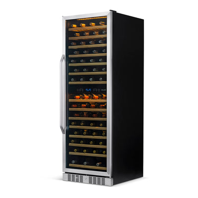 Newair 27” Built-in 160 Bottle Dual Zone Compressor Wine Fridge in Stainless Steel, Quiet Operation with Smooth Rolling Shelves (AWR-1600DB)