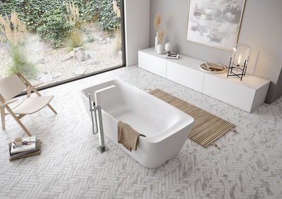 TOTO Galalato Glossy White 67" Flotation Freestanding Square Bathtub with Recline Comfort - PJY1724PWEU