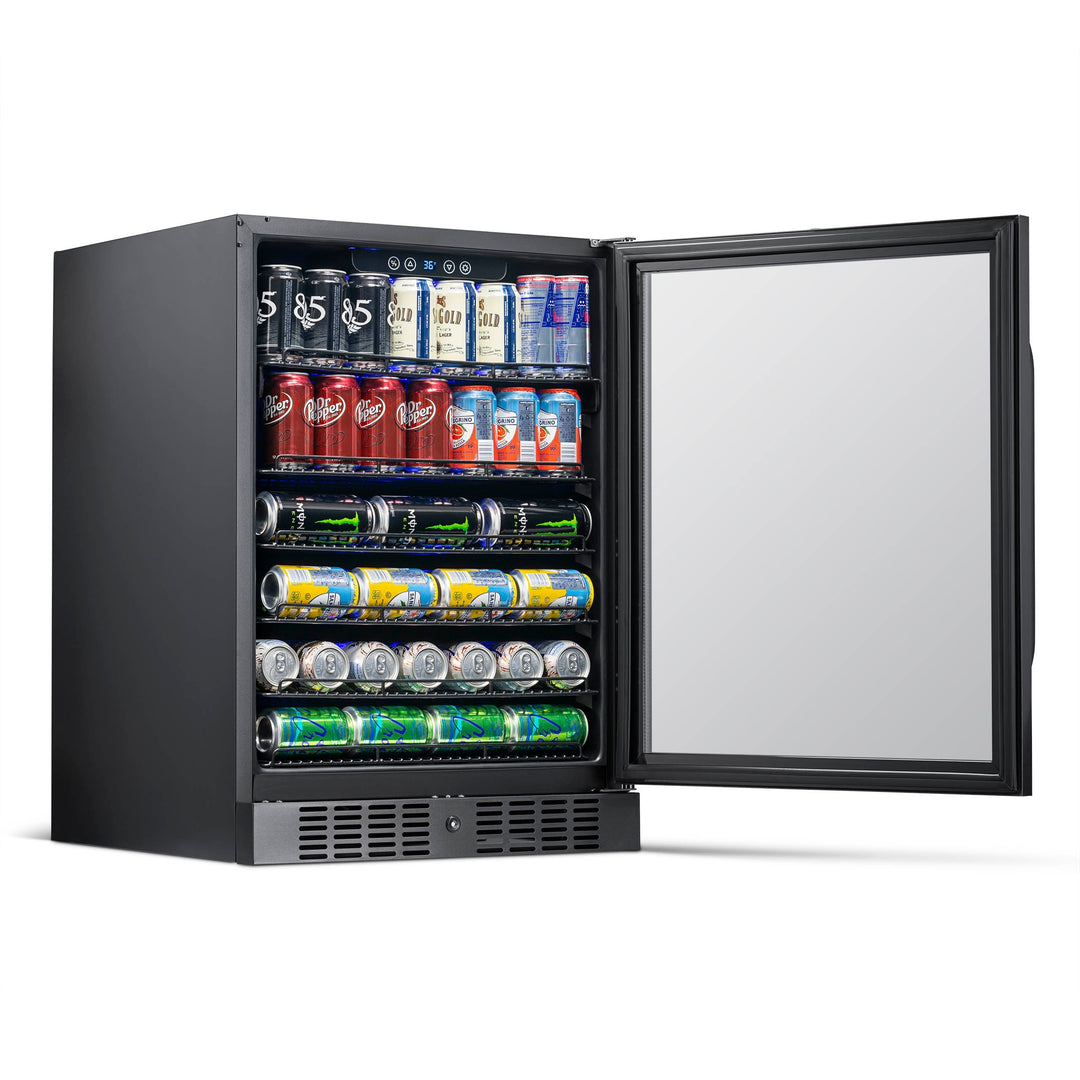 Newair 24” Built-in 177 Can Beverage Fridge in Black Stainless Steel (NBC177BS00)