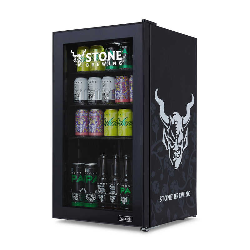 Newair Stone® Brewing 126 Can Beverage Refrigerator and Cooler with SplitShelf™ and Adjustable Shelves for Beer and Soda, Mini Fridge Perfect for Home Bars, Offices and Gamer Rooms (SBC126SB00)