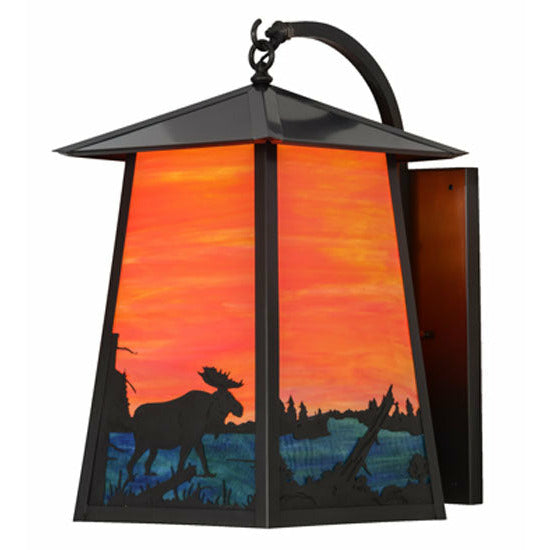 Meyda Lighting 14.5" Wide  Stillwater Moose at Lake Curved Arm Wall Sconce 147998