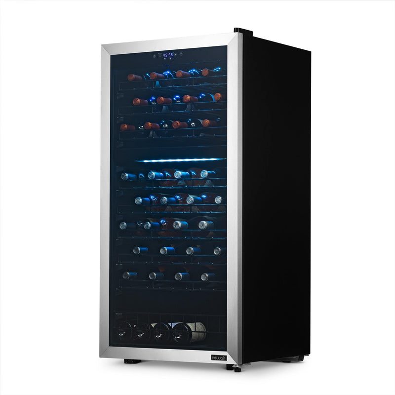 Newair Freestanding 76 Bottle Dual Zone Wine Fridge with Low-Vibration Ultra-Quiet Inverter Compressor and Adjustable Racks (NWC076SS00)